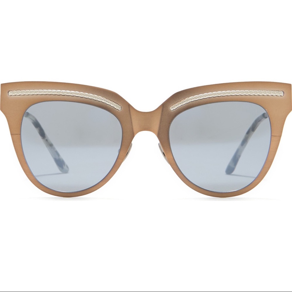 Bottega Veneta 50mm Core Cat Eye Sunglasses in Cream/Silver